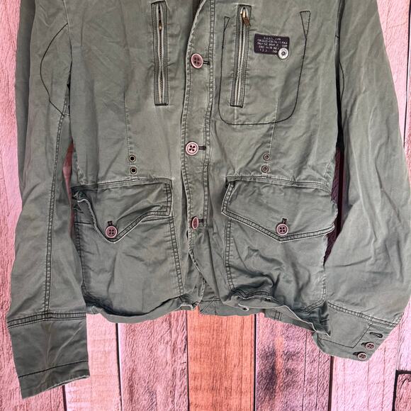 Diesel Military Utility Jacket Army Green Cotton Casual Classic Pockets Large - Picture 5 of 9